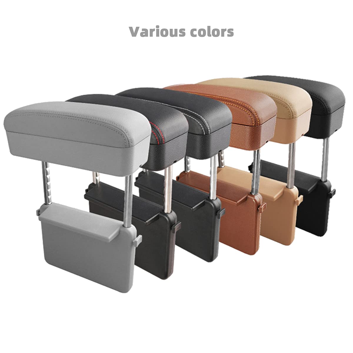 AOWIS Car Console Armrest Box Arm Rest Height Adjustable Comfort Elbow Pad Universal (Black White)