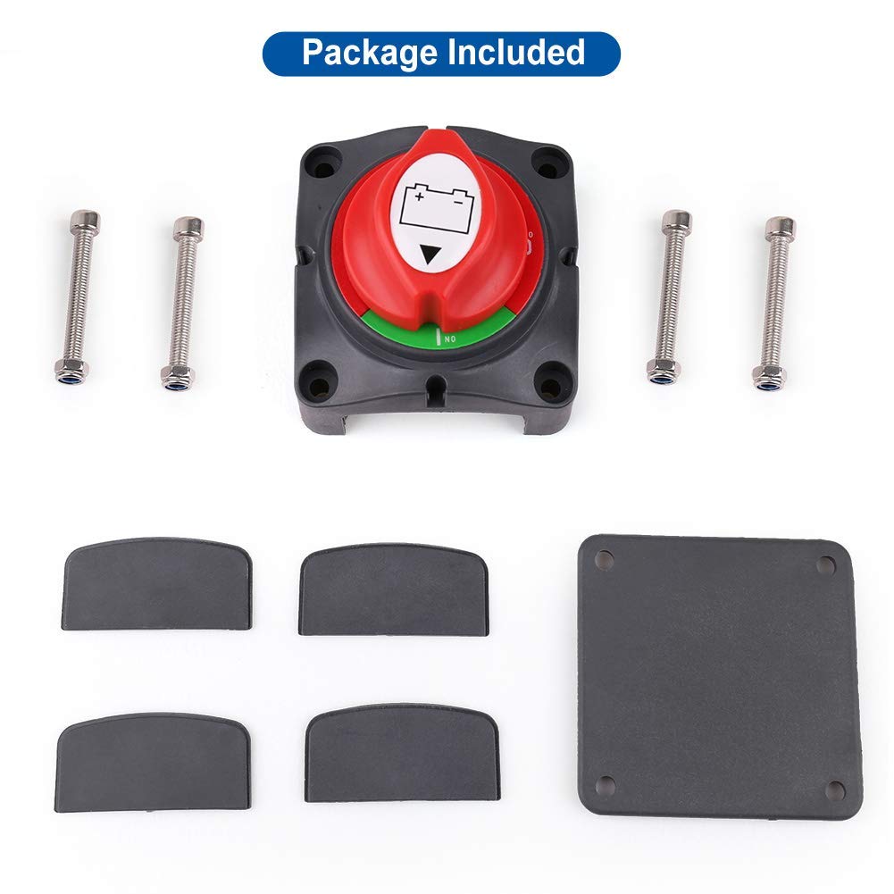 Battery Switch, 12V 24V 48V Battery Disconnect Master Cutoff Switch for Marine Boat RV ATV UTV Vehicles, Waterproof Heavy Duty B