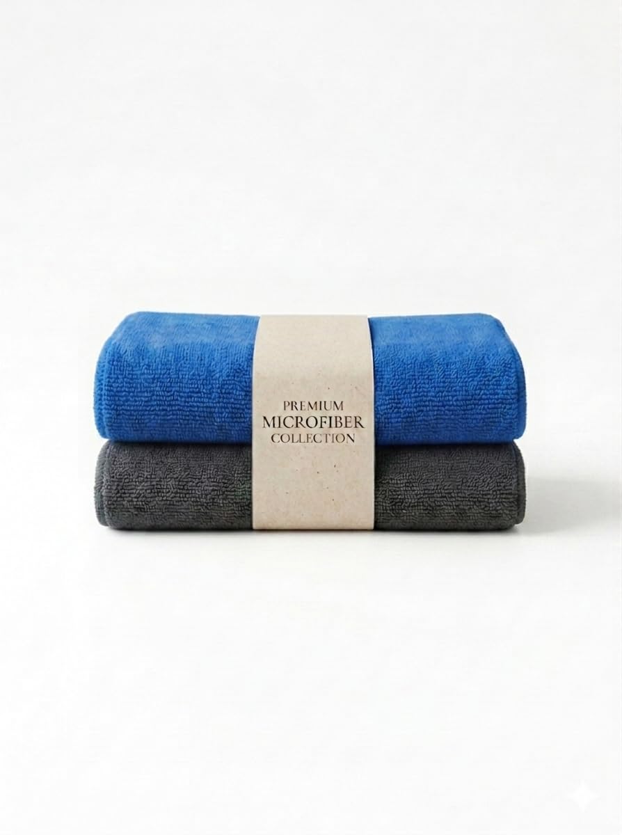Microfiber Cleaning Cloth 250 GSM 39x39 cm  Thick, Lint Free, ScratchFree Car & Home Cleaning Cloth (2)