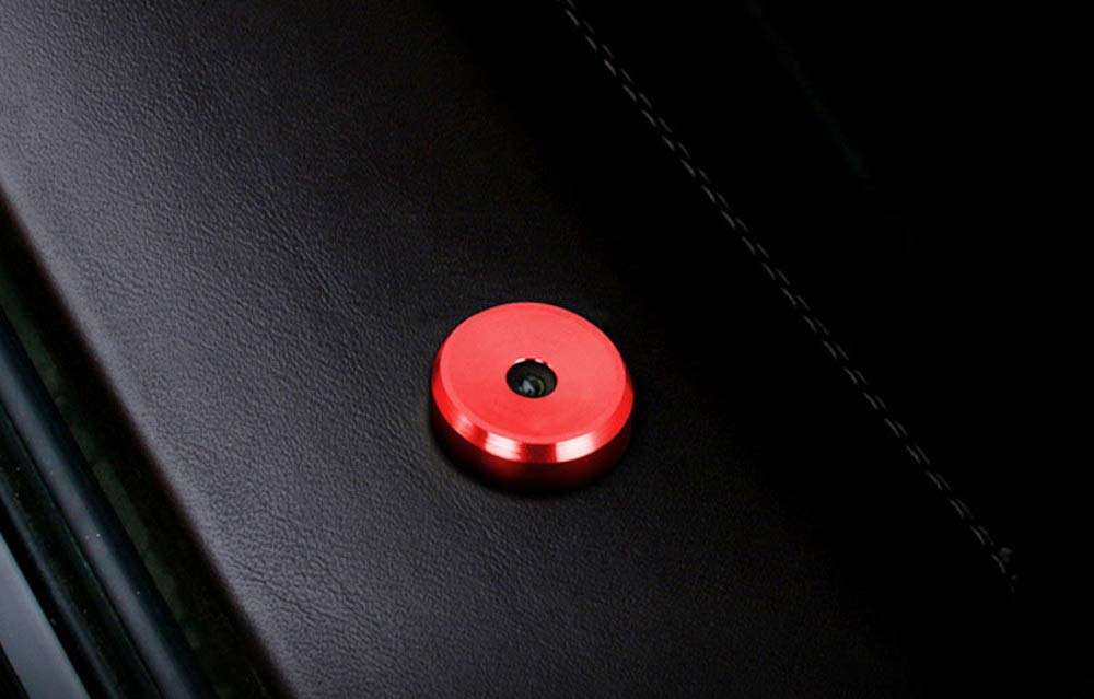 Ijdmtoy 4Pcs Sports Red Aluminum Decorative Door Lock Indicator Light Cap Covers Compatible With Porsche Cayenne Panamera Macan