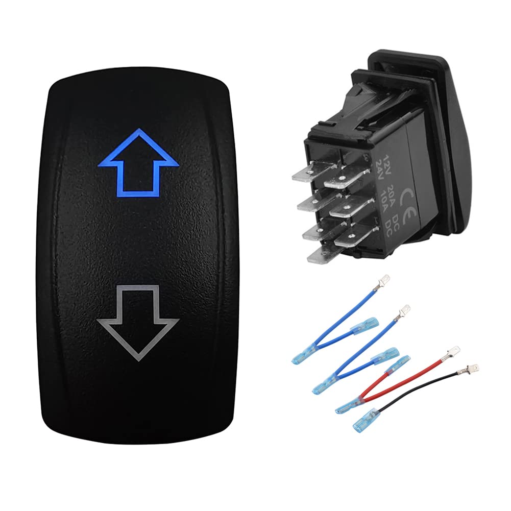 Up Down Momentary Rocker Switch 7P (On)-Off-(On) Dpdt Mom Toggle Switch With Jumper Wires For Car Boat Marine Van Pickup Polaris Utv Dashboard 12V 24V Ip67