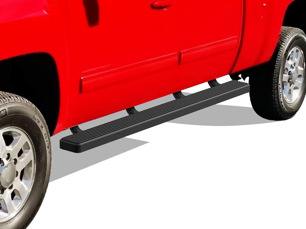 Aps (Black 5-Inch) 304 Stainless Steel Running Boards Nerf Bars Compatible With Chevy Silverado Gmc Sierra 1500 2007-2018 & 2500 Hd 3500 Hd 2019 Crew Cab (Exclude 07 Classic)