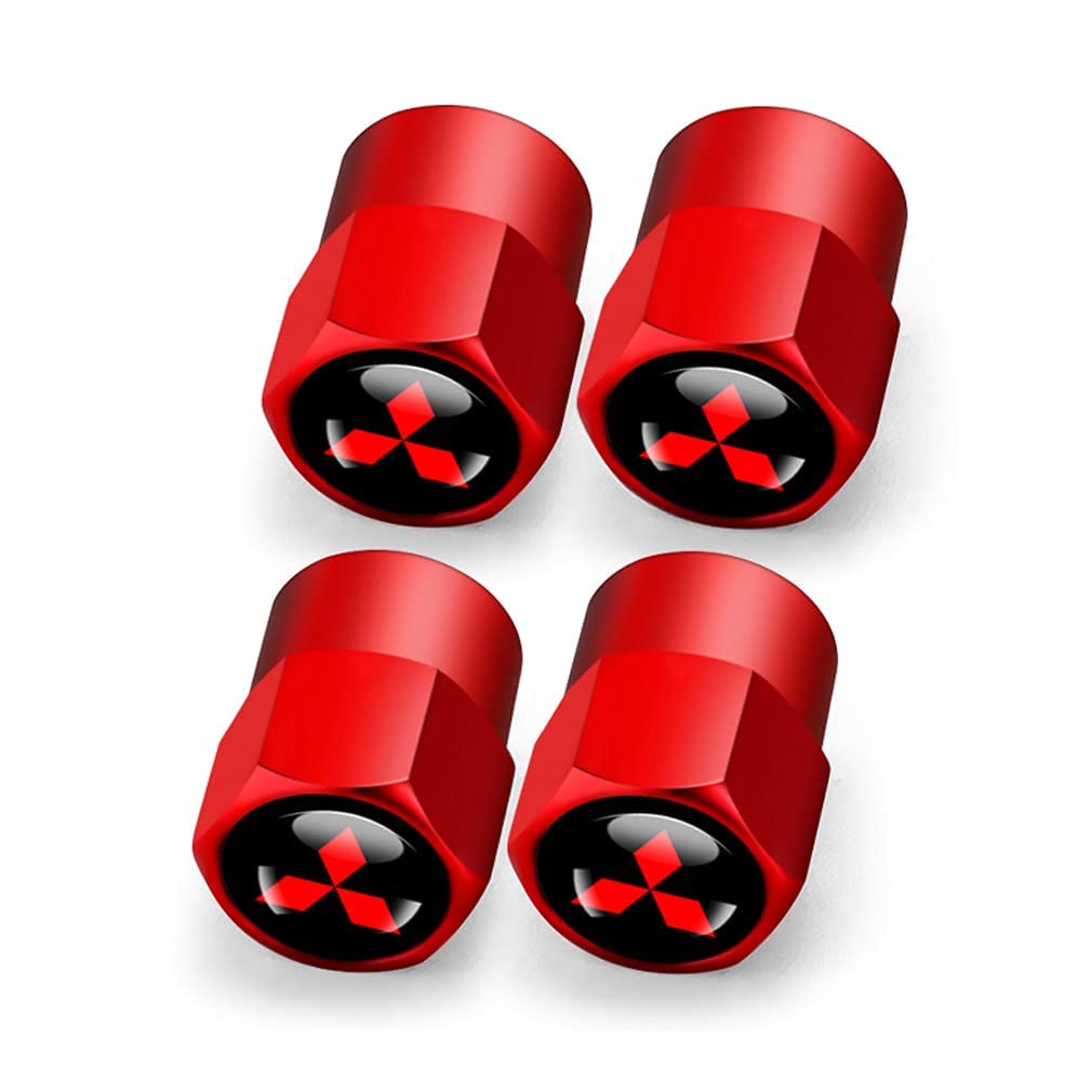 Hisport Hex 016 Red 4Pcs Universal Car Tire Valve Stem Caps Air Cover Fit Mitsubishi Accessories