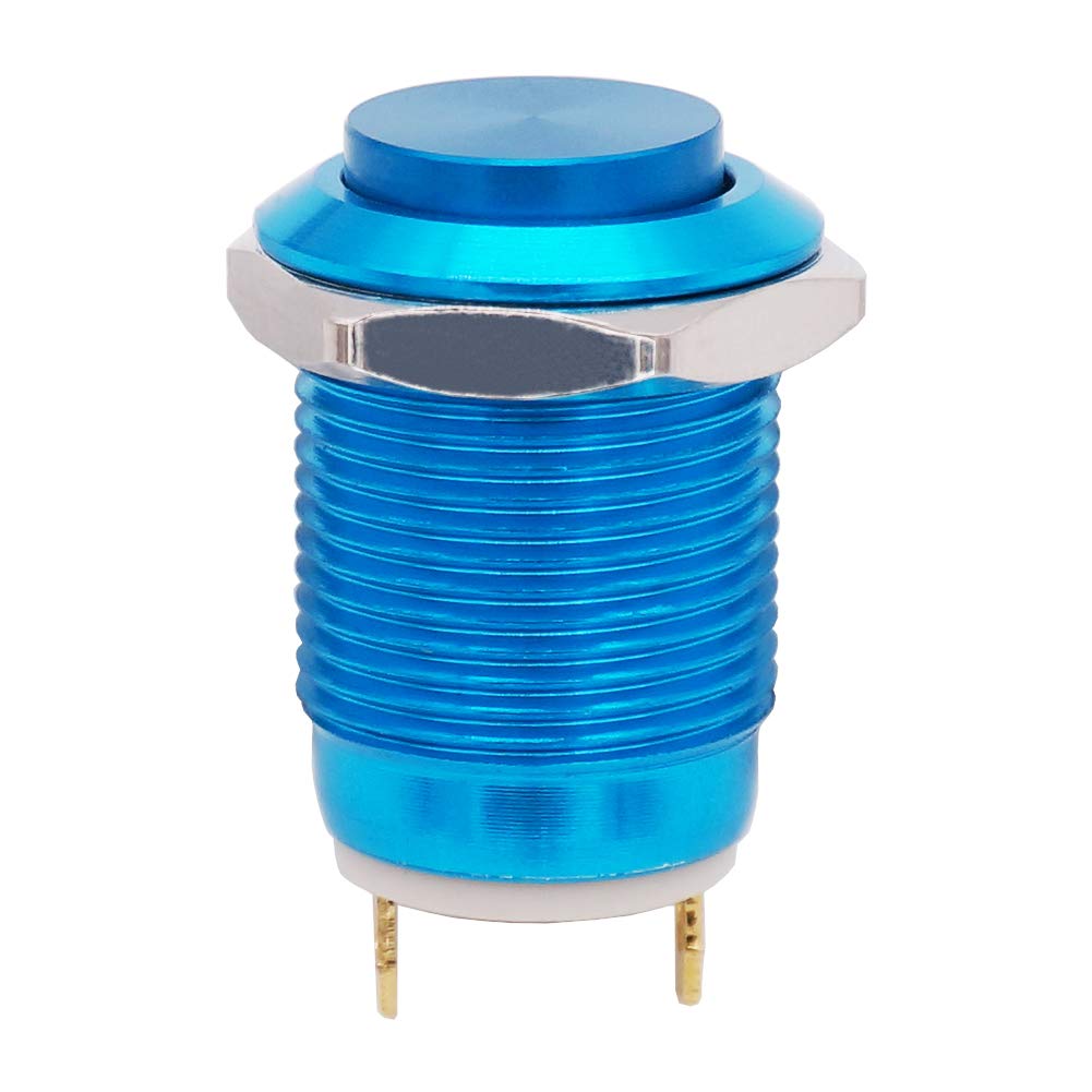 Twidec/12Mm 1/2'' Waterproof Blue Metal Shell Momentary Raised Top Push Button Switch Dc/Ac 36V 2A Spst 1No Start Button For Car