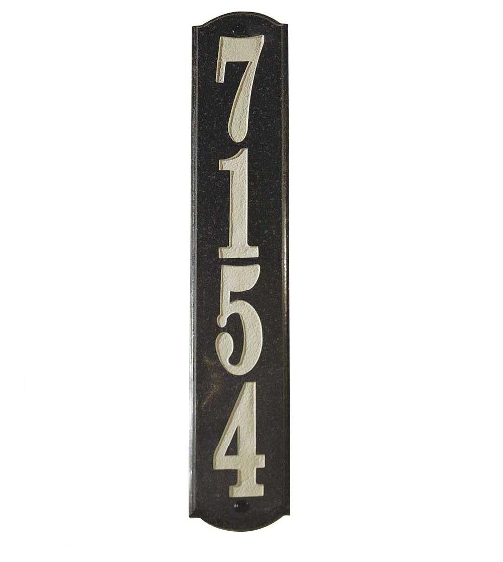 QualArc WEX-4719BP Wexford Vertical Granite Address Plaque in Black Polished Stone Color