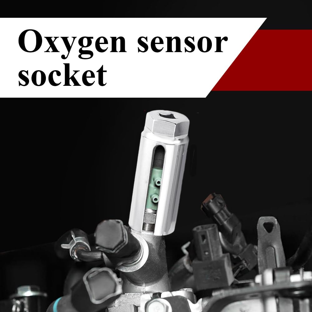Winuerk Oxygen Sensor Socket, 7/8'' Automotive Replacement Oxygen Sensors With Side Wire Cutout, Opening Size 0.39'' O2 Sensor R