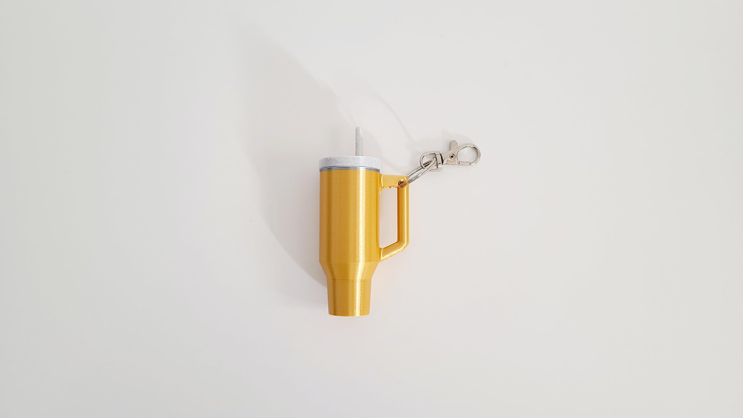 Miniature Stanley Tumbler Cup Replica Keychain - 3D Printed Desk Accessory (Shiny Gold)