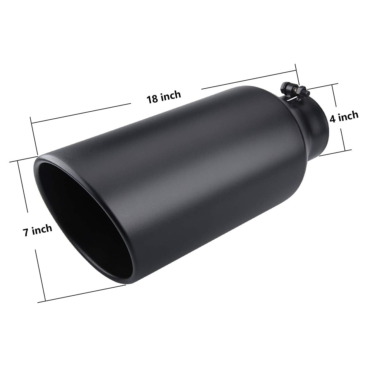 LCGP 4'' inlet to 7'' outlet 18'' Long Universal Diesel Truck Exhaust Tip,Stainless Steel, Black Powder Coated, Bolt-On Tailtip