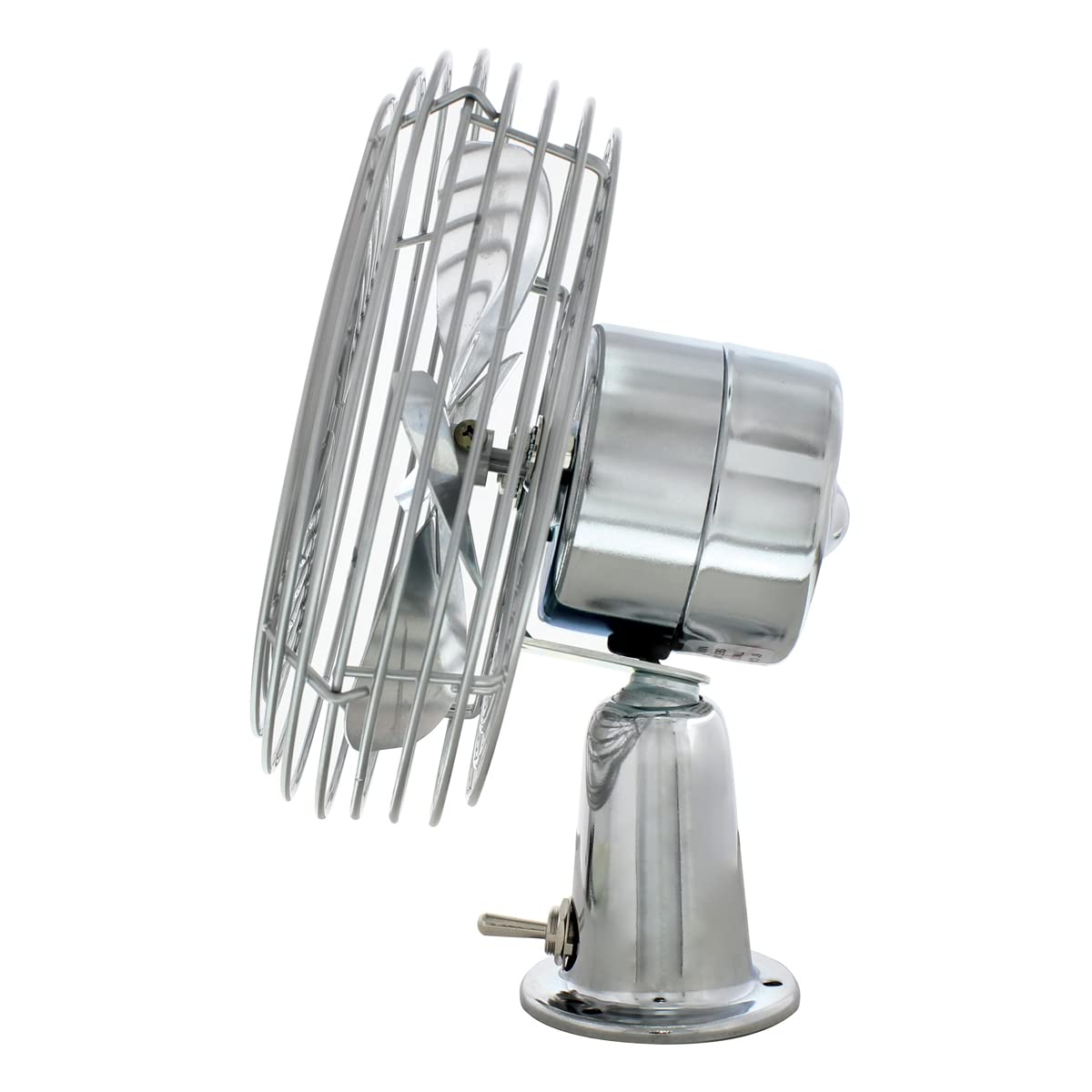 United Pacific 40848 Heavy-Duty Chrome 12V Car Fan W/6 Fan Blade For Cars, Trucks, Rvs, & Vans, All Metal, 2-Speeds, Adjustable Base - One Fan