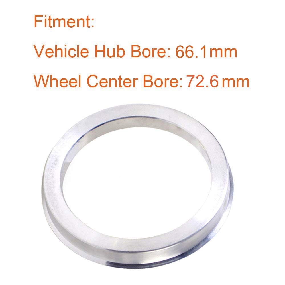 Zhteapr 4Pcs Wheel Hub Centric Rings 72.6 To 66.1 - Od=72.6Mm Id=66.1Mm - Aluminium Alloy Wheel Hubrings