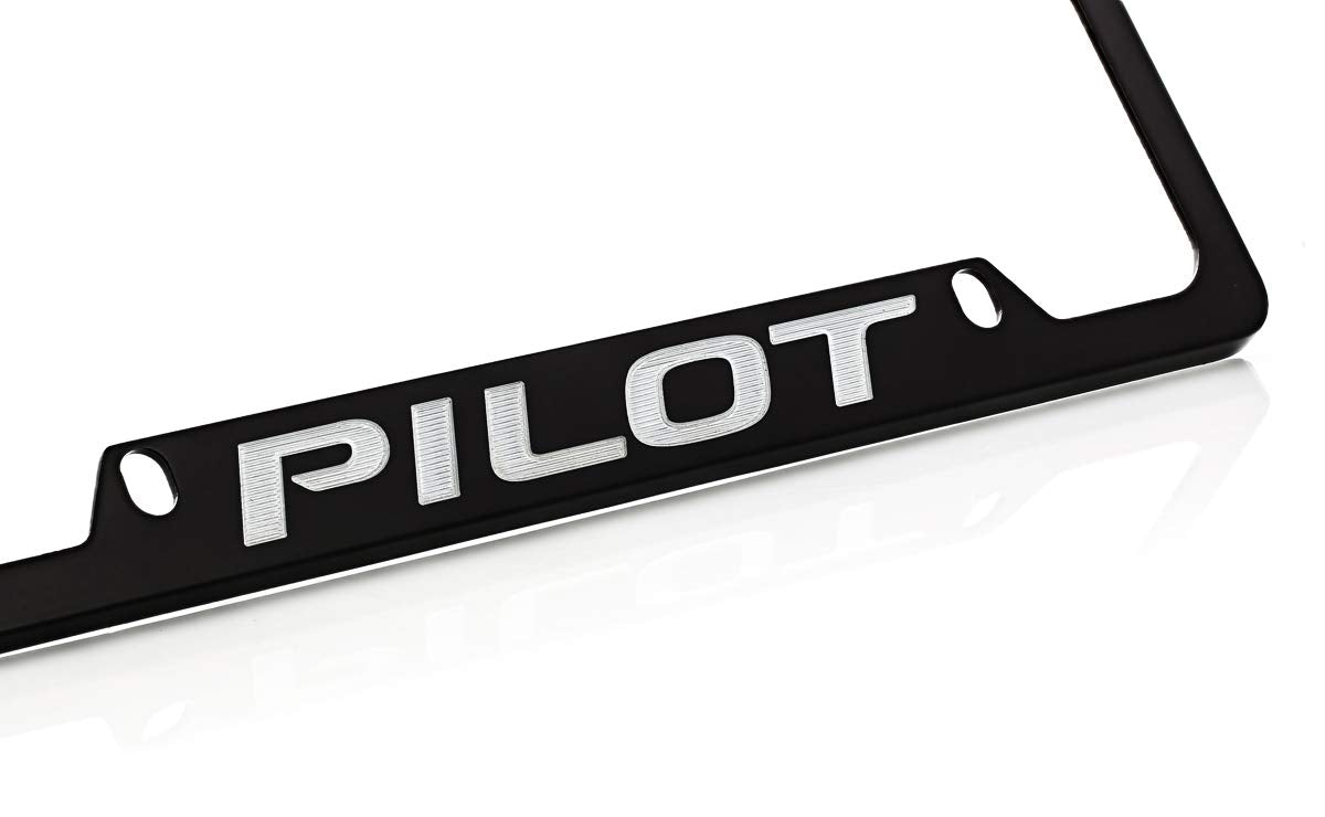 Honda Pilot Black Powder Coated Zinc Metal License Plate Frame Holder Bottom Engraved 4 Hole