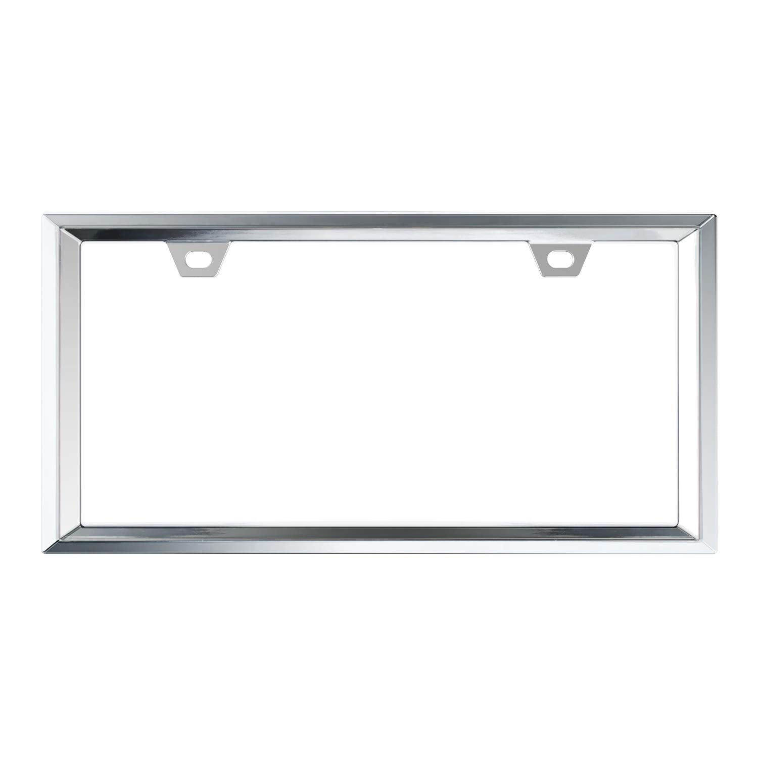 Creathome 3D Chrome License Plate Frames, Pure Zinc Alloy Metal With Triangle Patterne