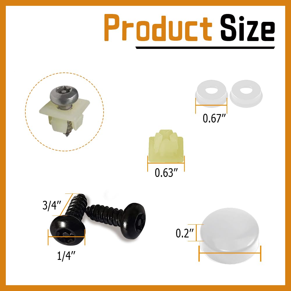Middrivr 4 Set Black Anti Theft License Plate Screws Kits, Rustproof Stainless Steel, M6 (1/4") for Front/Rear Mounting