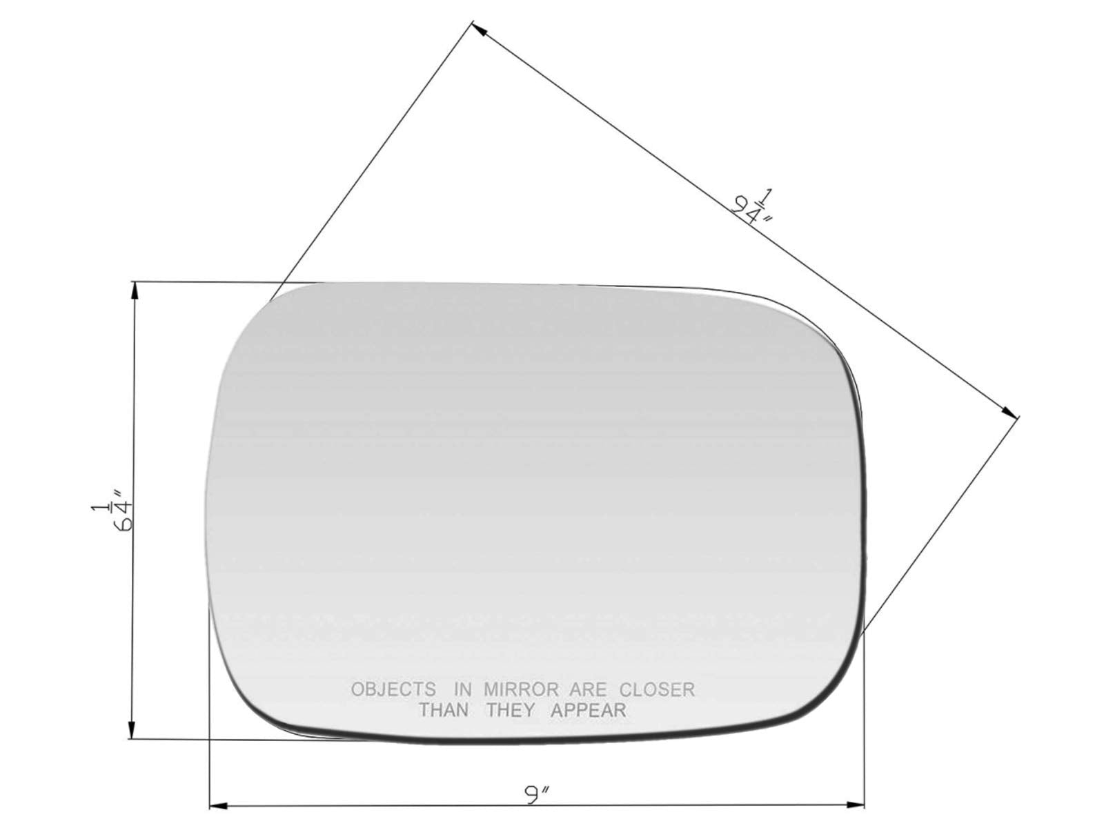 APA Replacement Mirror Glass with Adhesive Pads 6x9 Below Eyeline Type for 1988-2002 C/K Series Full Size Pickup Truck Van SUBUR