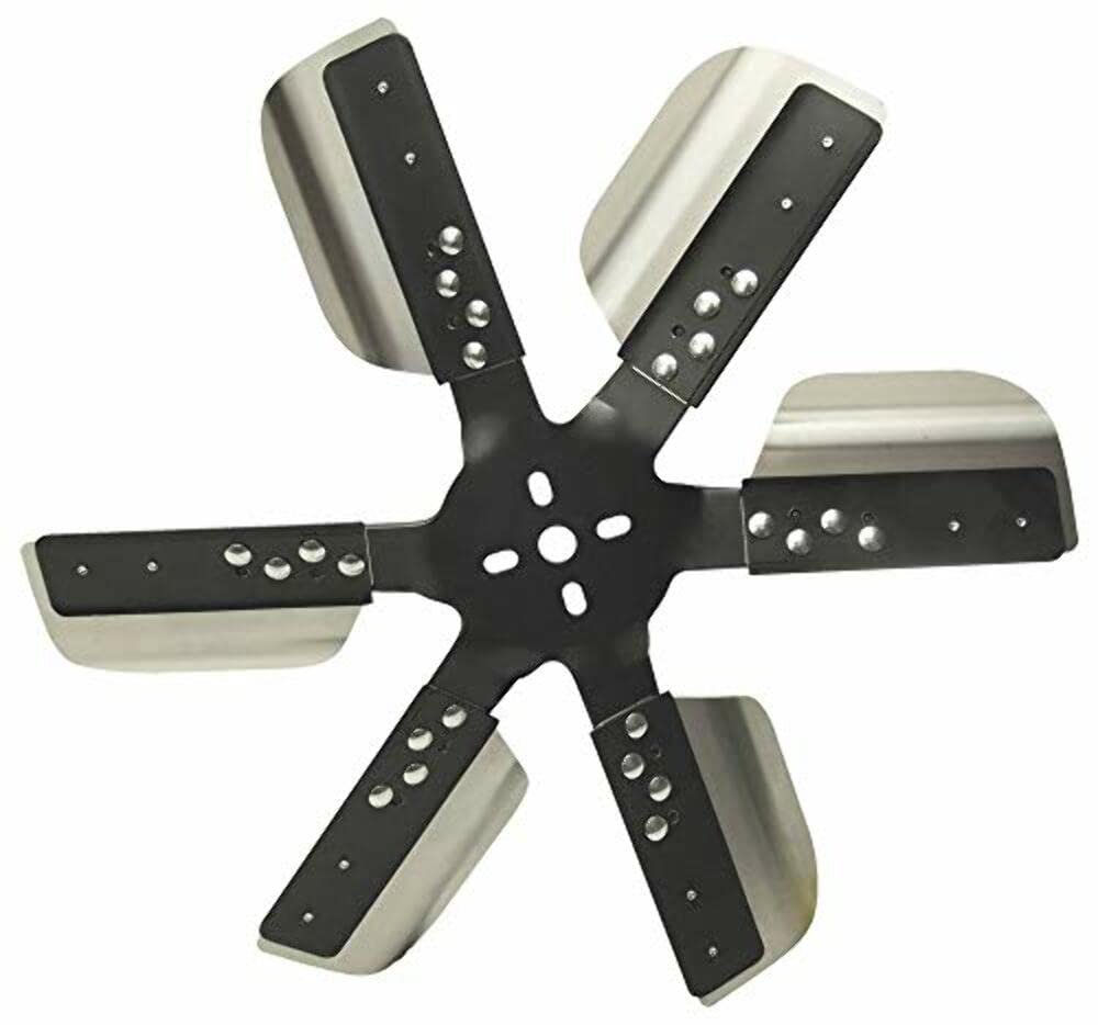 Derale 17018 18'' Heavy Duty Stainless Steel Standard Rotation Flex Fan, Black Hub