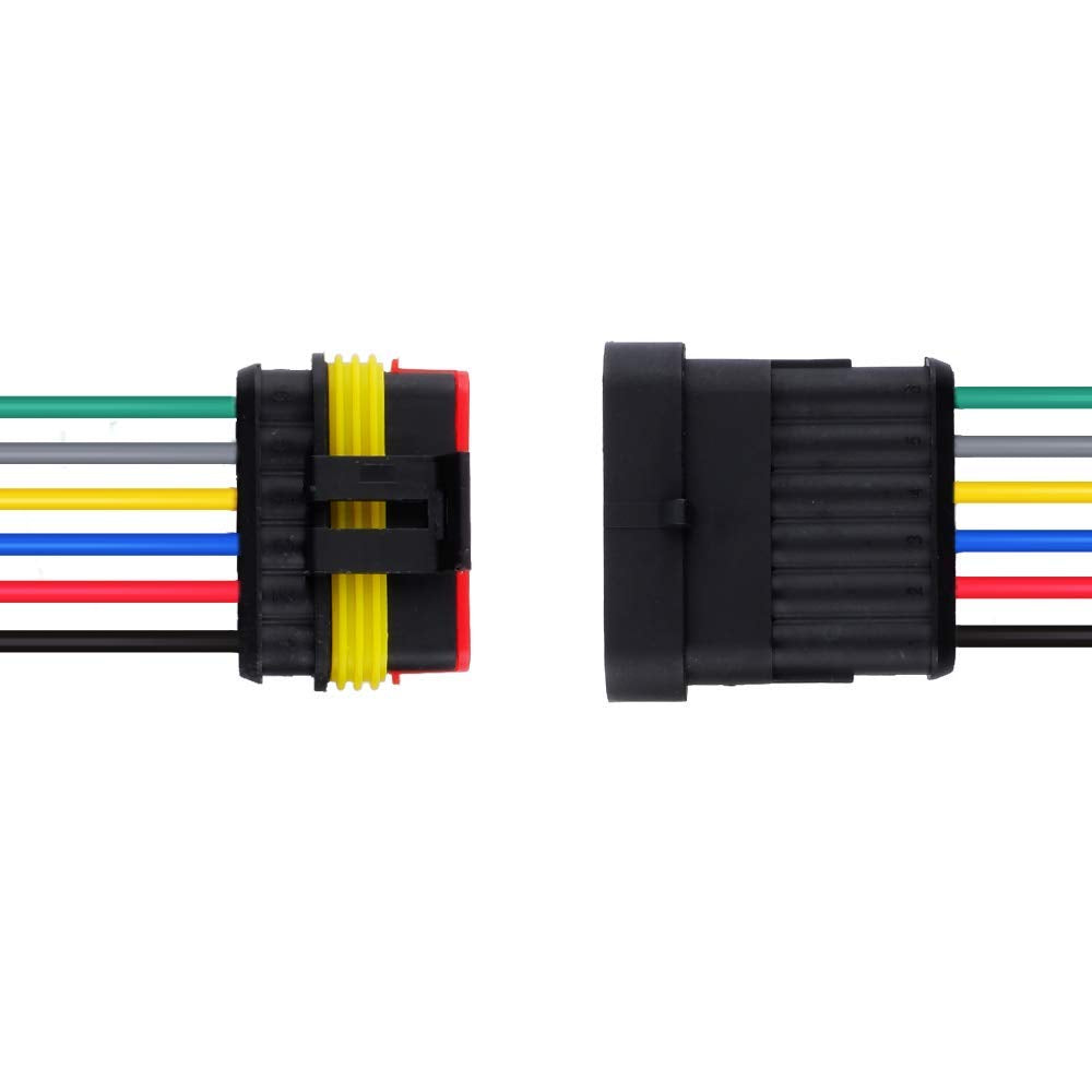 Muyi 5 Sets 6 Pin Wire Connector 18Awg Waterproof Electrical Connectors Kit With 10Cm Pigtail 1.5Mm Series Weatherpack Connector