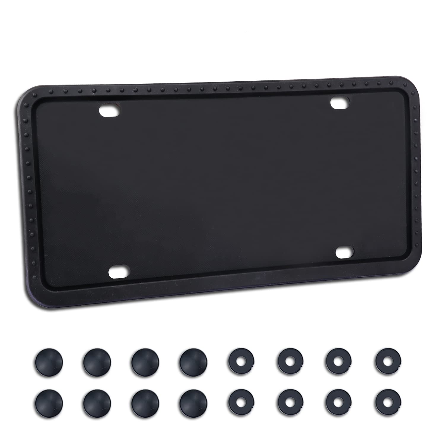 Livtee Silicone License Plate Frames Covers, 1 Pack Universal American Car Accessory License Plate Bracket Holder, Licence Plate Accessories - Black