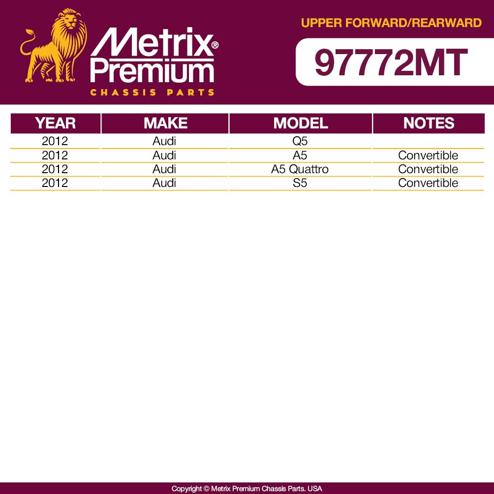 Metrix Premium Chassis Parts - 4 Pc Upper Forward & Rearward Control Arm Kit Fits 12 Audi Q5, 12 A5, 12 A5 Quattro, 12 S5, Repla