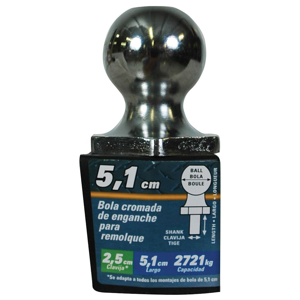 Reese Towpower 7008300 Interlock Trailer Hitch Ball, 2 Inch Diameter, 6,000 lbs. Capacity, 1 Inch Shank Diameter, 2-1/8 Inch Shank Length, Chrome