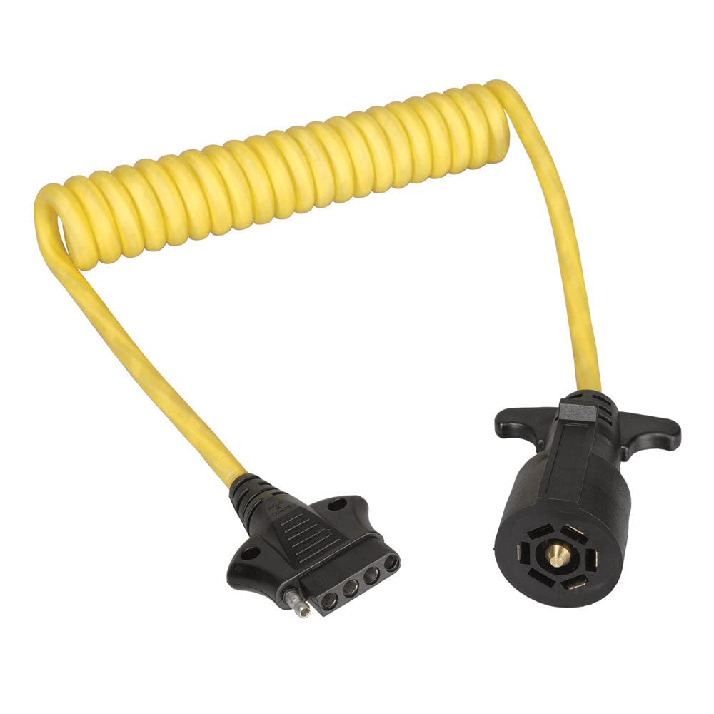 Wesbar 787195 7-way Trailer To 5-way Flat Car End Coiled Jumper W/ 4ft Cable