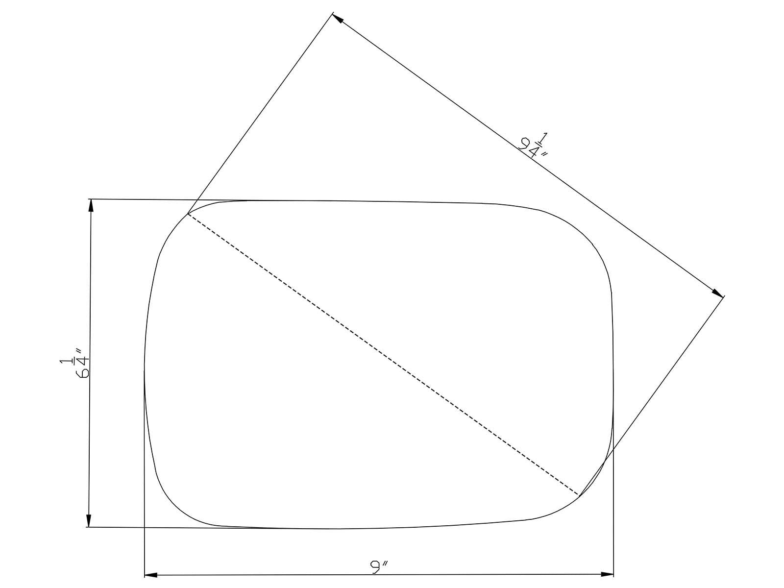 APA Replacement Mirror Glass with Adhesive Pads 6x9'' Below Eyeline Type for 1988-2002 C/K Series Full Size Pickup Truck Van SUB