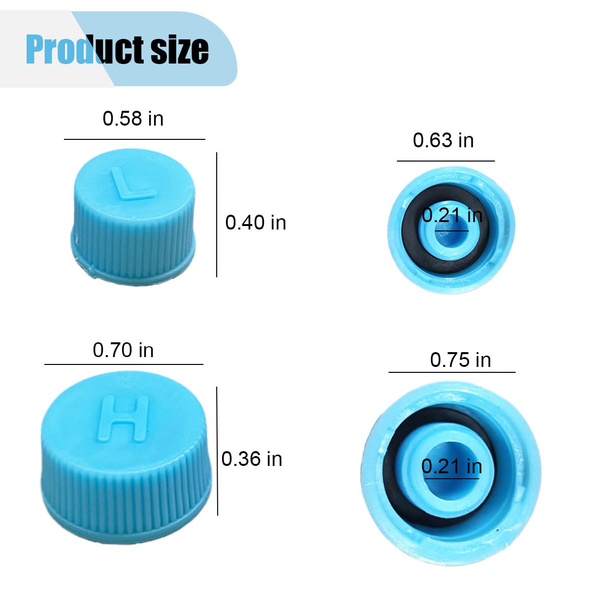 Car A/C Valve Core Caps, Leakproof Air Conditioning System Seal Kit, R134A Air Conditioning Repair System Charging Port Caps, Hi