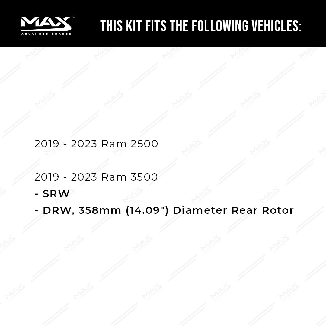 Max Advanced Brakes Rear Brake Kit Compatible With 2019 2020-2023 Ram 2500 3500 Duel Rear Wheel W/14.09 '' Rotor Replacement Pre
