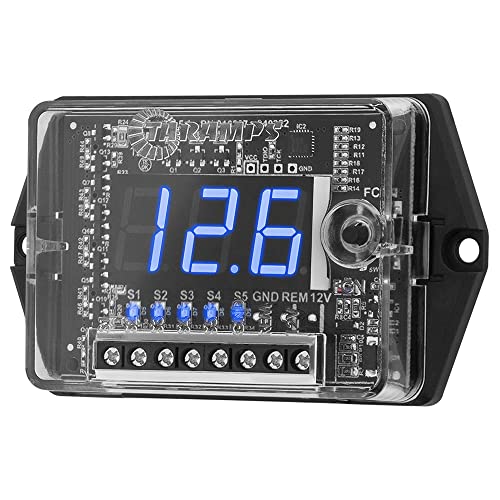 Taramp's VTS5.1 Automotive Digital Voltmeter & Sequencer - Blue LED, SPL Mode, Voltage Protection, Black