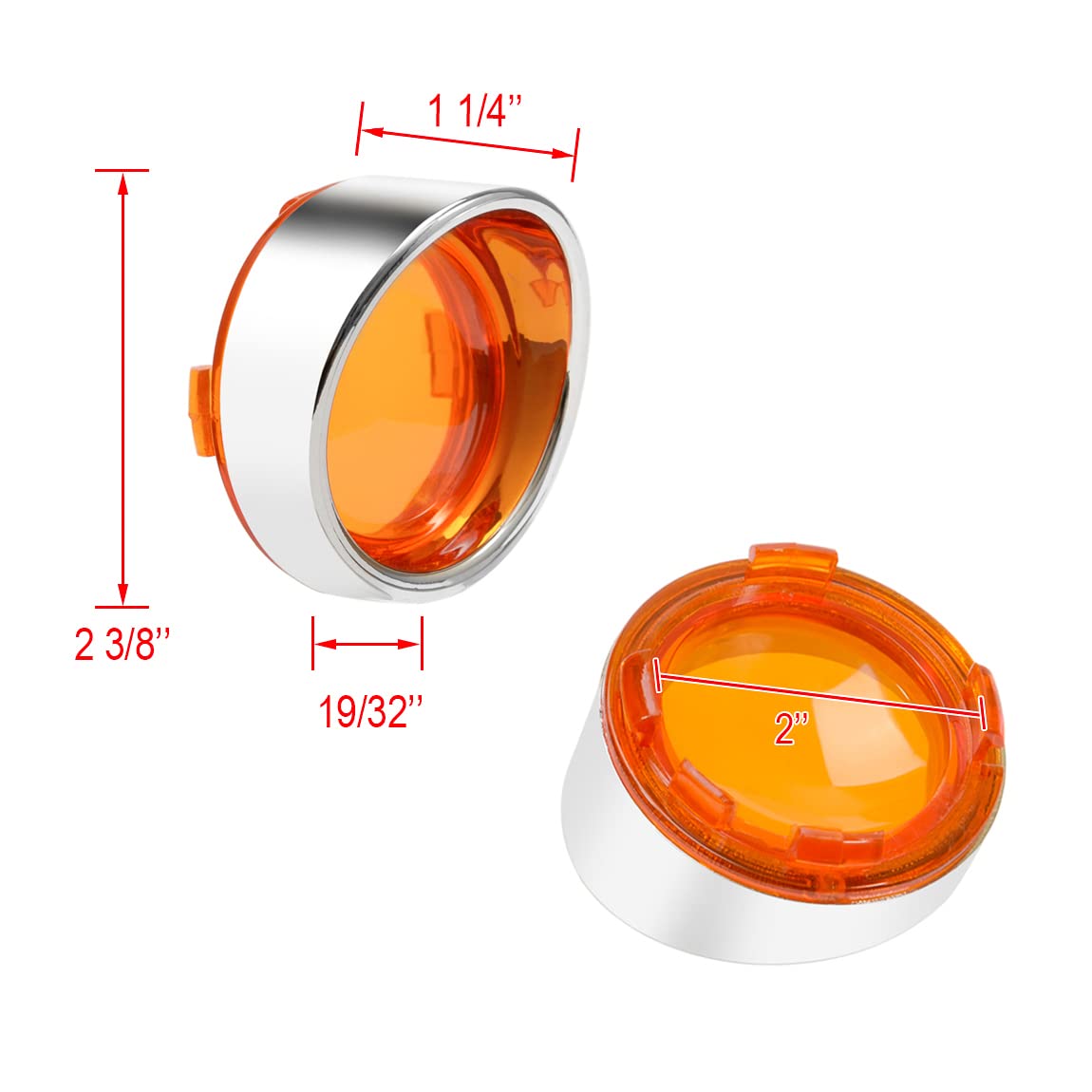 Pbymt Turn Signal Lens Cover With Chrome Visor 2'' Bullet Yellow Turn Signal Lens Cover Compatible For Harley Softail Dyna Road