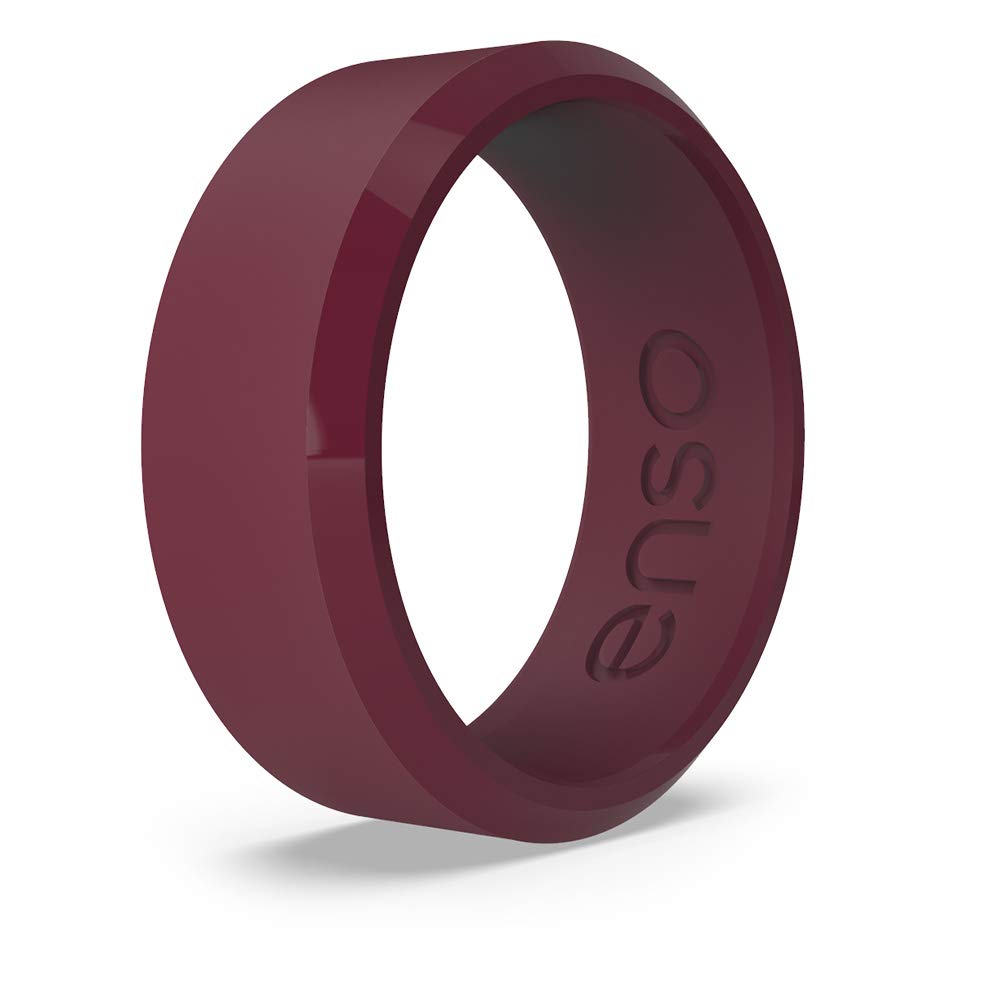 Enso Rings Bevel Classic Silicone Wedding Ring - Hypoallergenic Unisex Wedding Band - Comfortable Band For Active Lifestyle - 8M