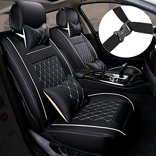 MAGQOO Universal PU Leather Car Seat Cover Full Set 5-Seat Front&Rear Cushions Full Seat with Pillows Fit for SUV Truck Van Year