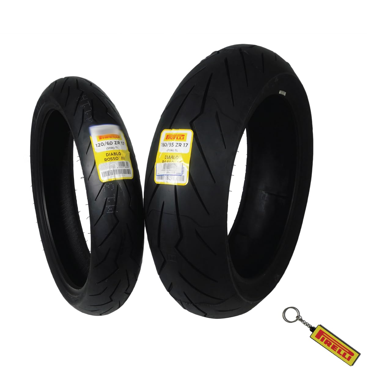 Pirelli Diablo Rosso Iii Motorcycle Tire Set: 120/60 Zr 17 M/C Front & 190/55 Zr 17 M/C Tl Rear- High Performance, Durable For S