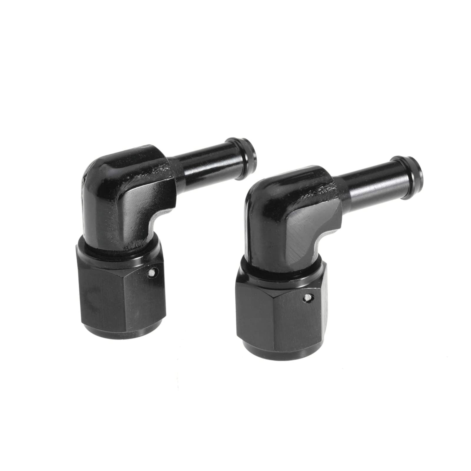 Female 6AN to 5/16 Hose Fuel Fittings 90 Degree Swivel Oil Line Pipe Adapter Black 2PCS
