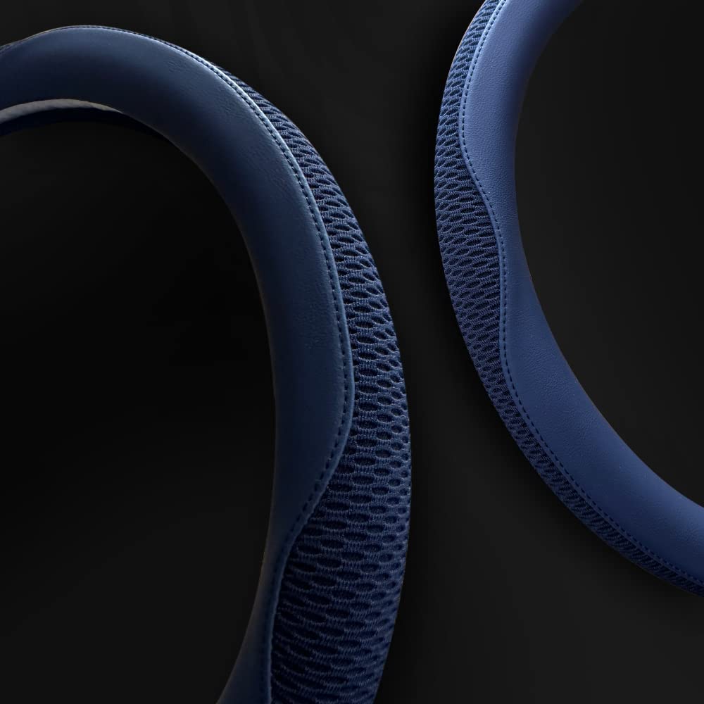 Lkwlikei Car Steering Wheel Cover, Universal 15 Inch, The Latest Microfiber Leather Breathable Technology Fabric, Non-Slip, Comf