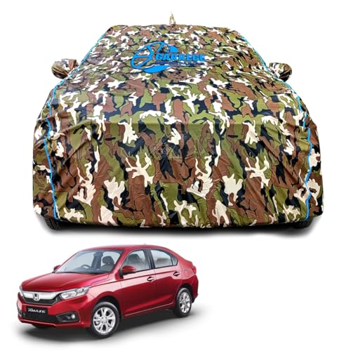 Garrege Waterproof Car Body Cover Compatible For Honda Amaze With Mirror Pocket And Antenna Pocket, Triple Stitched (Dynamite Ju