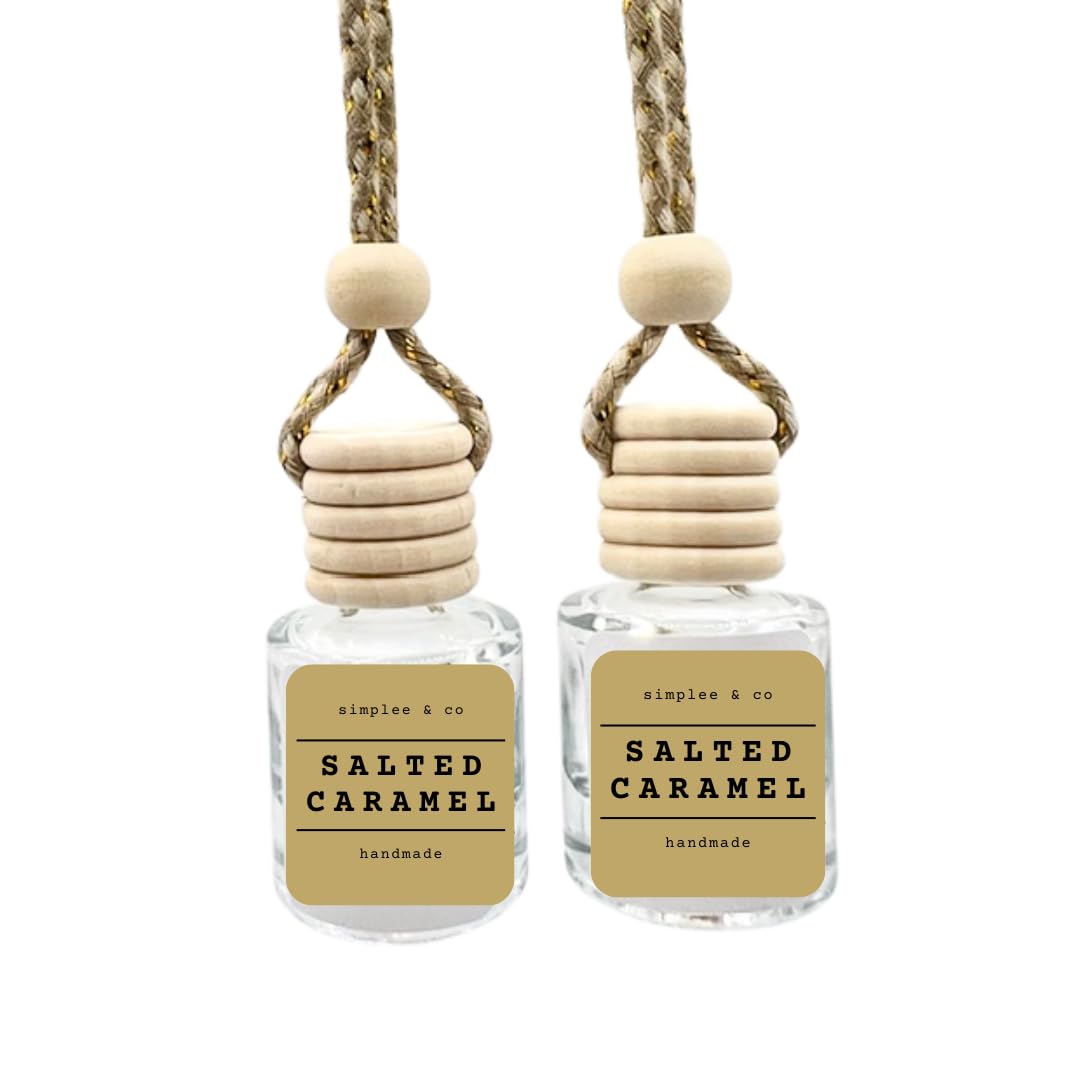 Salted Caramel, 2 Pack, Car Air Hanging Essential Oil Diffuser, Car Air Freshener Diffuser with Long Lasting Essential Oils, Aro