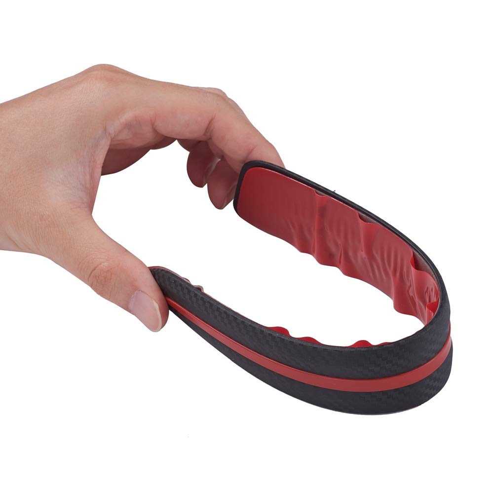 Atmomo 2Pcs Car Bumper Guard Protector Sticker Carbon Fiber Car Front Rear Corner Guard Anti-Collision Strip Rubber Side Skirt Bumper Guard Strip