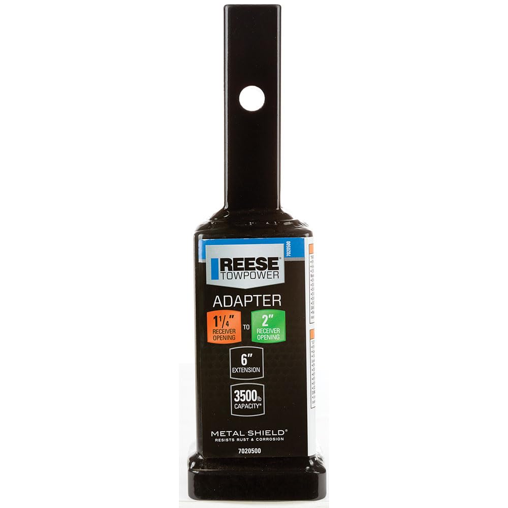 Reese Towpower 7020500 1-1/4&quot; to 2&quot; Receiver Adapter - 6&quot; Long , Black