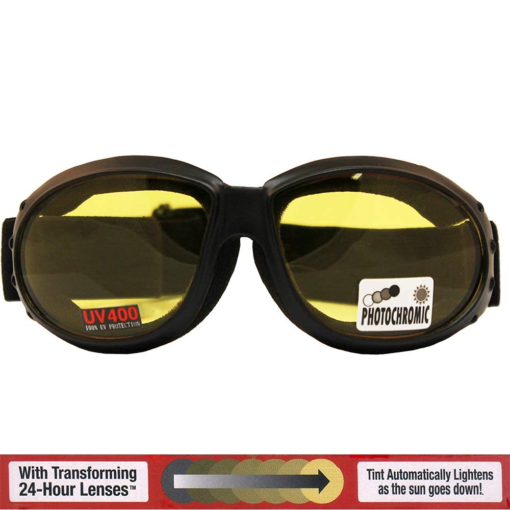 Global Vision Eliminator Dirt Bike Padded Motorcycle Riding Goggles For Men And Women (Black Frame/Smoke Lens) (Black Frame/Yell