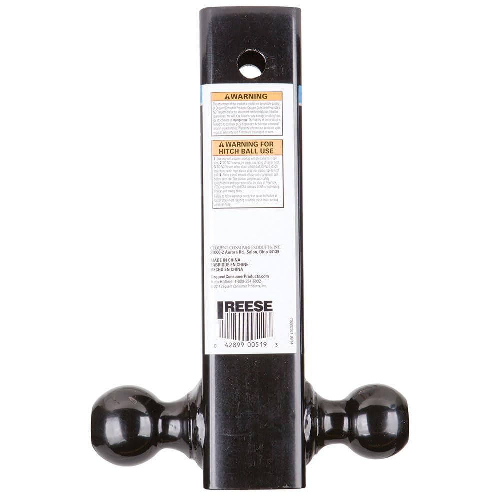 REESE Towpower 7068820 Tri-Ball Trailer Hitch Ball Mount, (1-7/8 Inch, 2 Inch, 2-5/16 Inch Trailer Hitch Balls), Fits 2-1/2 Inch Square Receiver, 14,000 lbs. Capacity