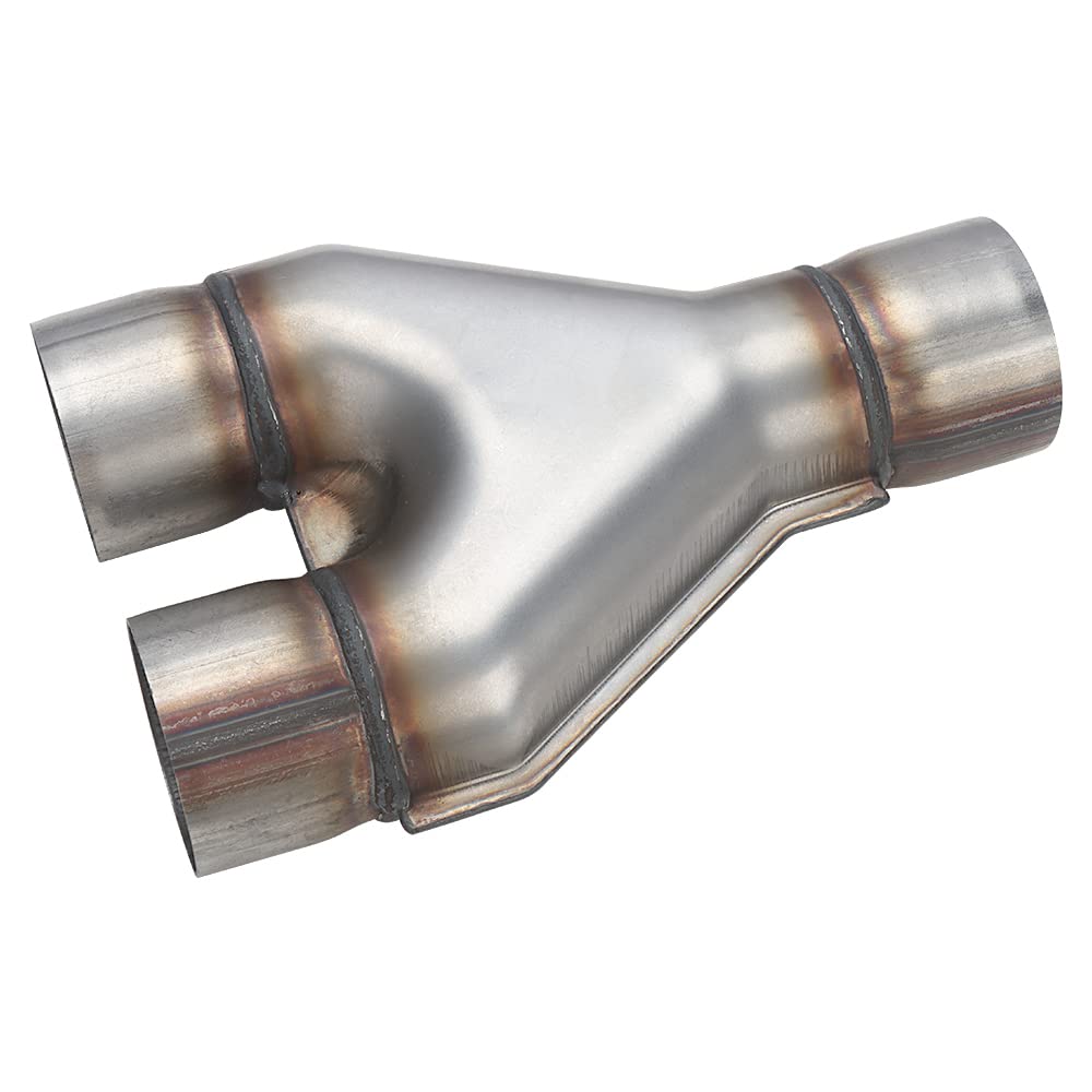 A-Karck Exhaust Y Pipe 2.5'' Inlet, Stainless Steel 10'' Long Dual 2.5'' Outlet Y Pipe Withstands High Temperatures(Wide-Body)