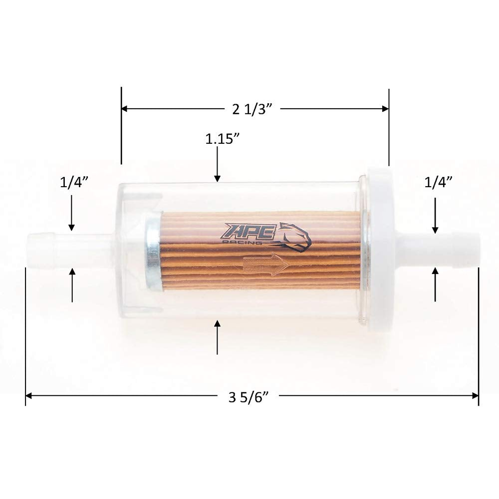 Ape Racing Inline Fuel Filter Replacement Universal High Flow Fuel Filters (Pack Of 2) For Lawn Mower Tractor Motorcycle Replace