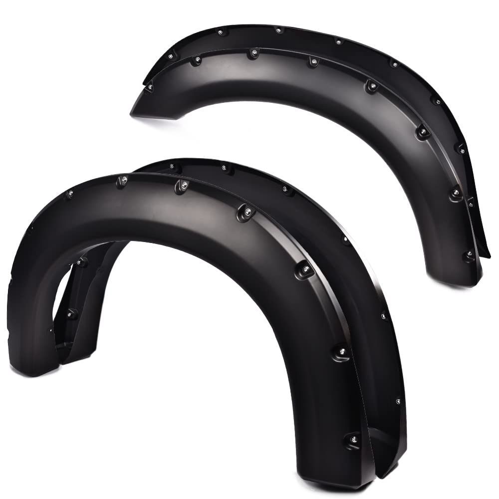 Pit66 Fender Flares, Compatible With 1999-2007 Ford F250 F350 Super Duty(Only Fit Styleside Models), Paintable Smooth Matte Blac