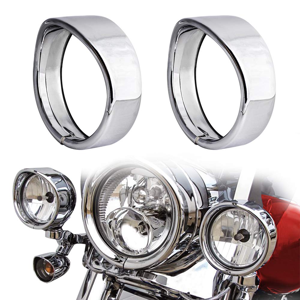Nthreeauto Passing Lamp Trim Rings, 4.5 Inch Fog Lights Visor Chrome Bezel Compatible With Harley Touring, Road King, Softail, Street Glide, Sportster, Electra Glide