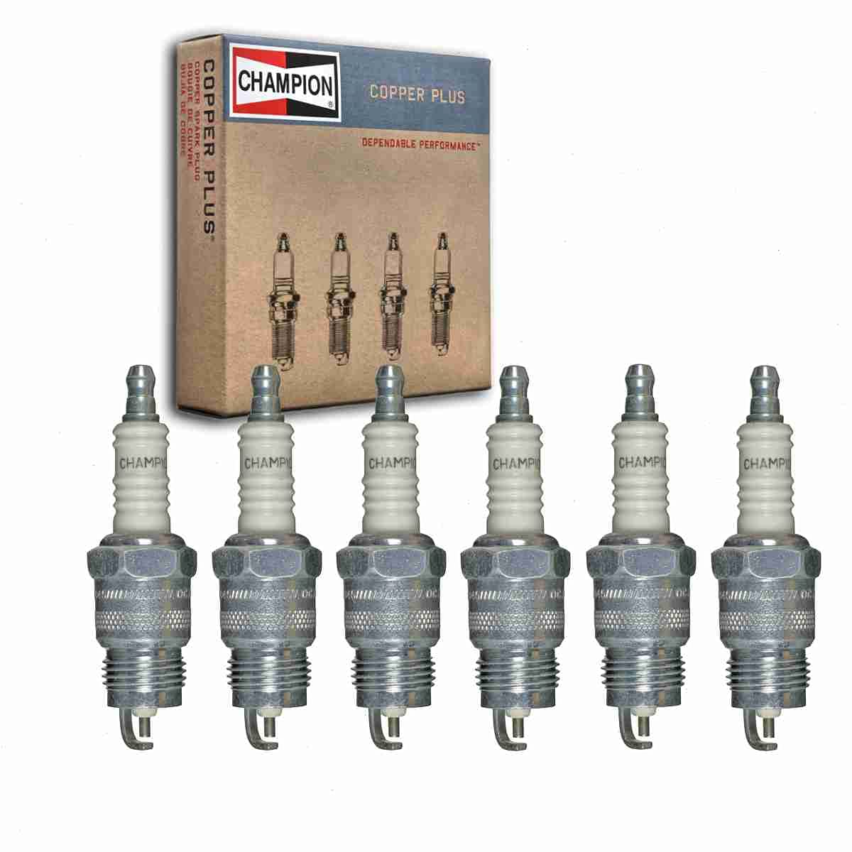 6 pc Champion Copper Plus Spark Plugs compatible with Ford F-150 4.9L L6 1987-1996
