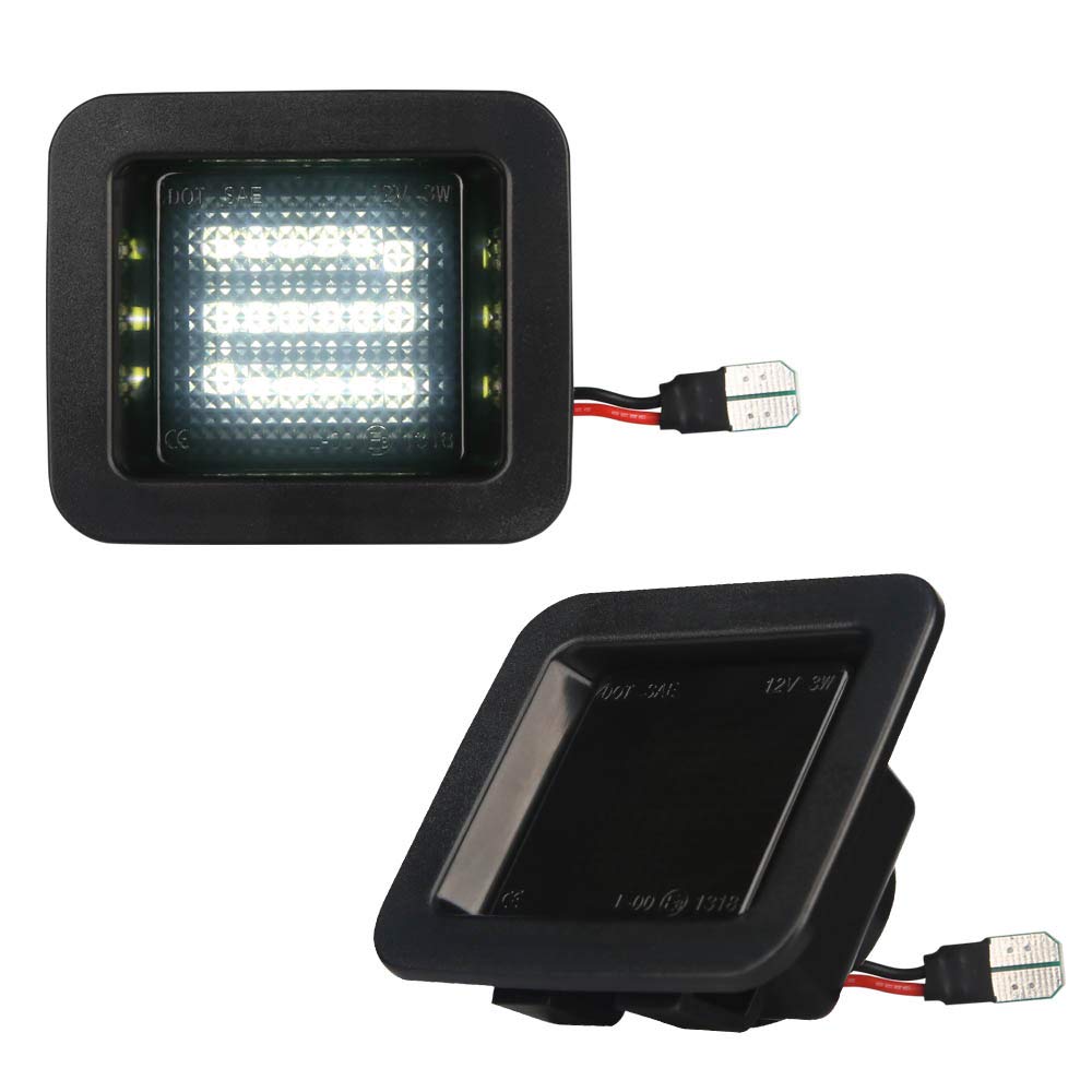 Mbuydiy Led License Plate Light Lamp Assembly Compatible With 2015-2020 F150 17-20 Raptor Smoke Lens 6000K White, Pack Of 2