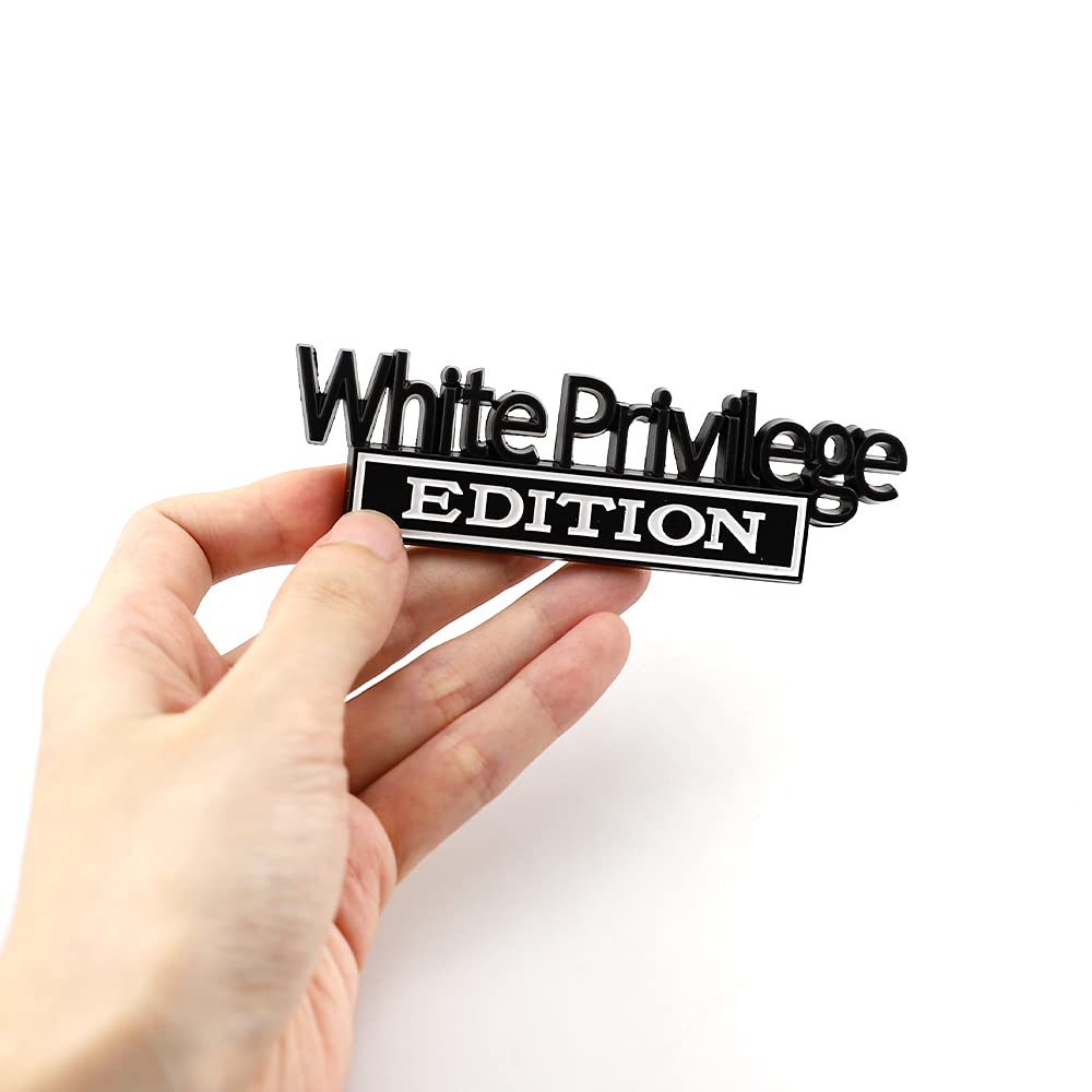 Carrun 2 Pcs White Priviledge Edition Emblem Car Side Rear Front Hood Fender Bumper Metal Badge 3D Decal Sticker Fit F-150 F250