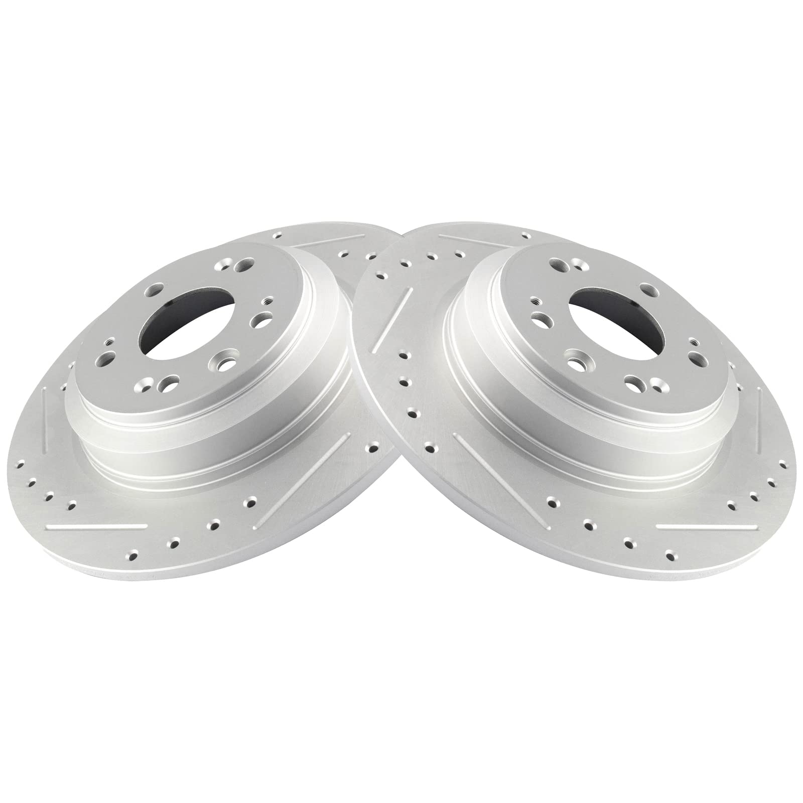 Trq Rear Performance Brake Rotors Set Solid Premium G-Coated Cross Drilled & Slotted Compatible With 2009-2014 Acura Tl