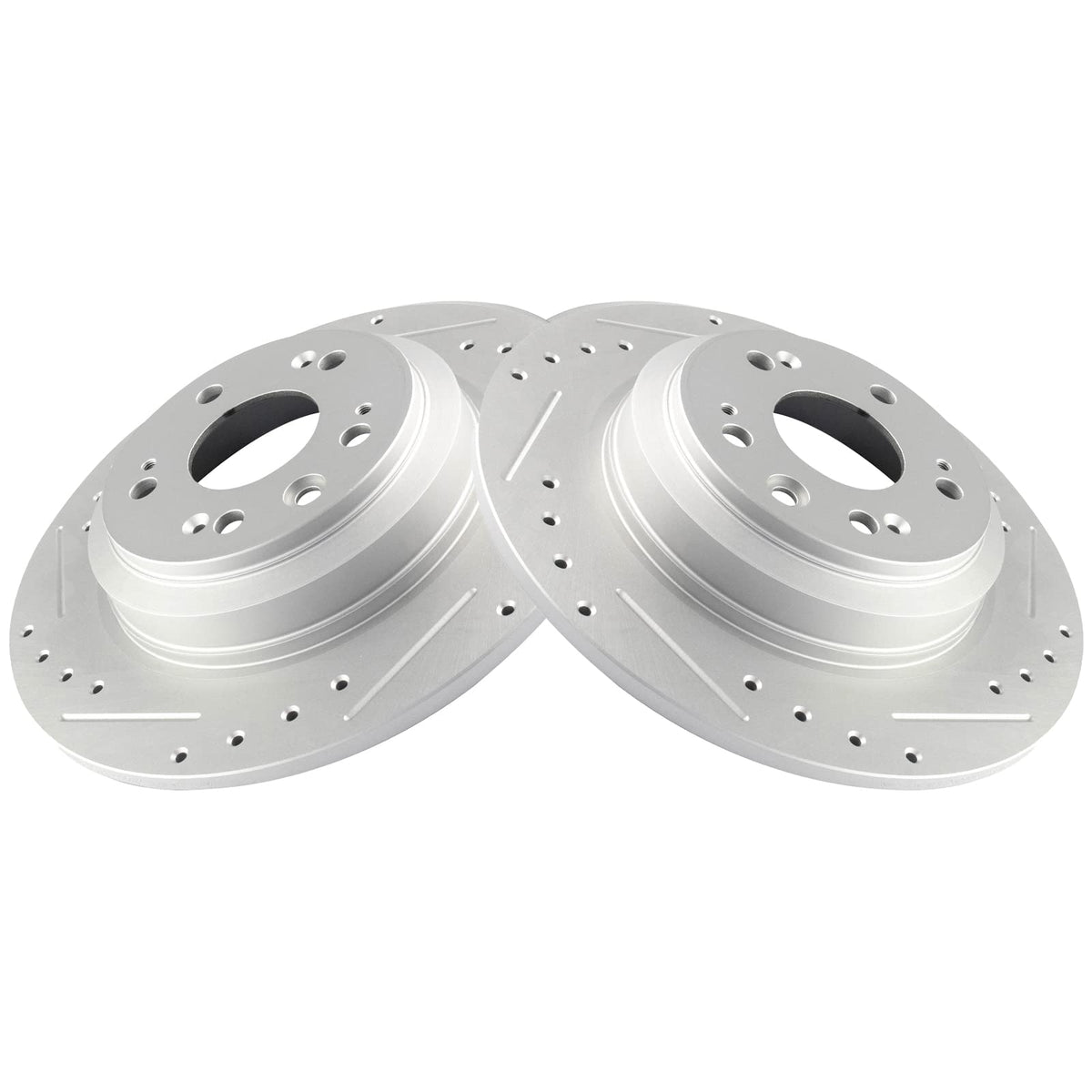 Trq Rear Performance Brake Rotors Set Solid Premium G-Coated Cross Drilled & Slotted Compatible With 2009-2014 Acura Tl