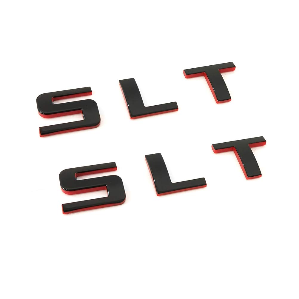 Yoaoo 2X Oem Slt Emblem Both Sides Nameplate Slt Badges 3D Logo Replacement For Sierra Silverado 1500 Black Red Redline